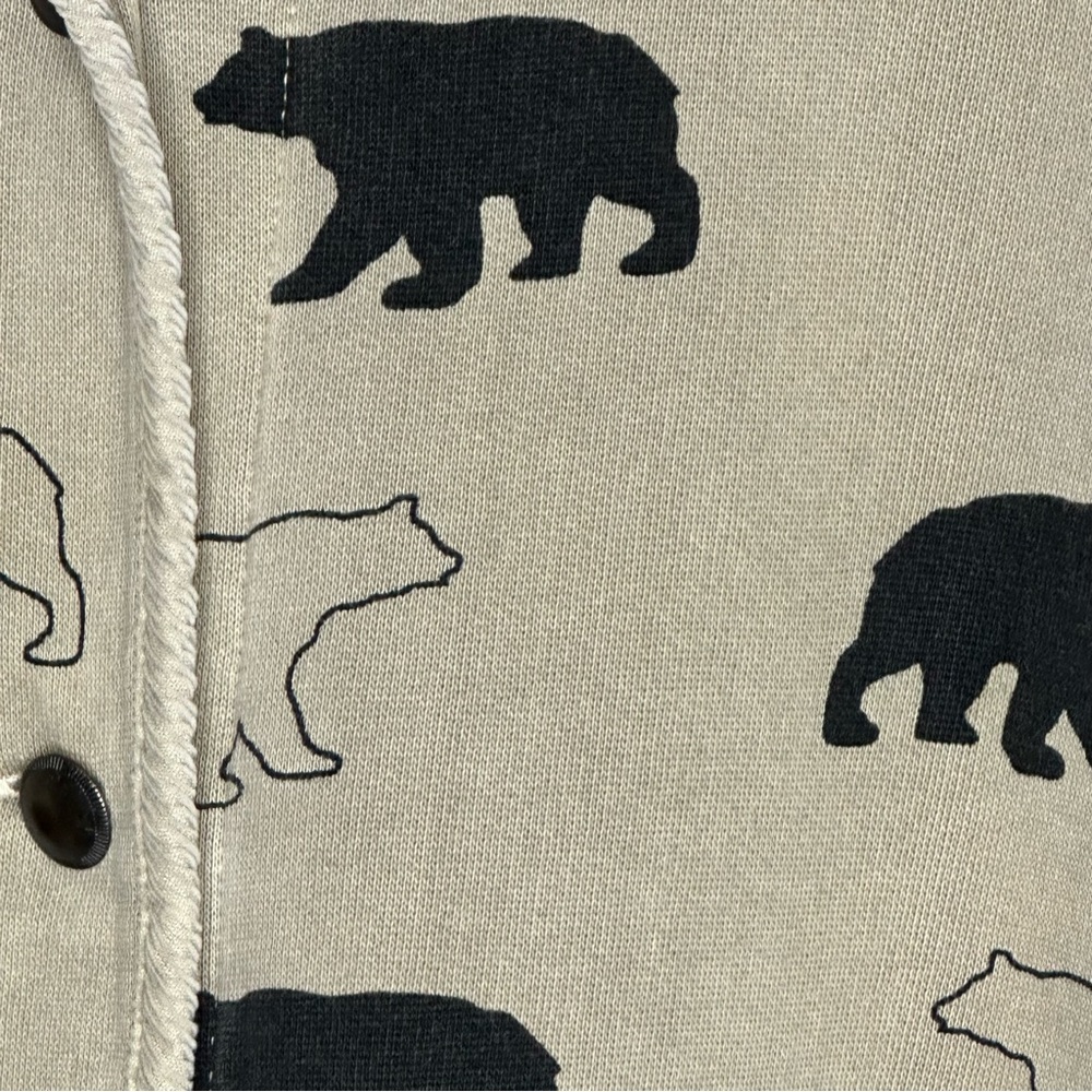 Woolrich Vintage Black Bear Buttoned Cotton Beige Collared Sweatshirt Jacket - Picture 11 of 13
